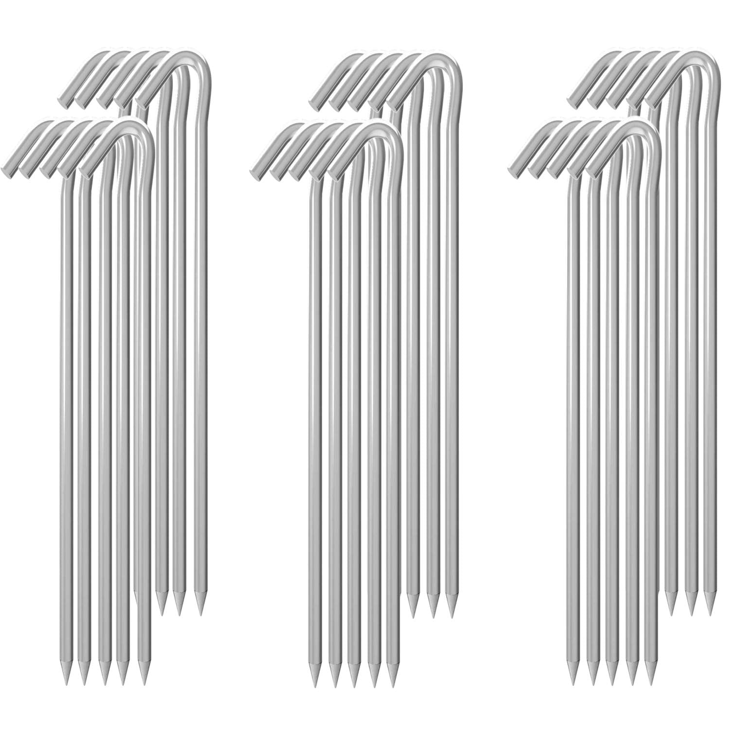 tent anchors MySit 9" Tent Stakes Garden Staples 30 Pack, Heavy Duty Galvanized Metal Tent