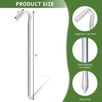 9 Inch Tent Stakes, Tent Stakes Metal, Heavy Duty Tarp Camping Stakes