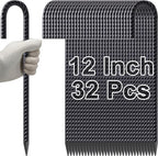 VVOKGO Rebar Stakes 12 Inches J Hook Heavy Duty Chain Link Fence Stakes,  Metal Long Tent Spikes Ground Anchors for Wire Fencing, Dogs Digging, Camping Tents, Swings, Greenhouse, Black