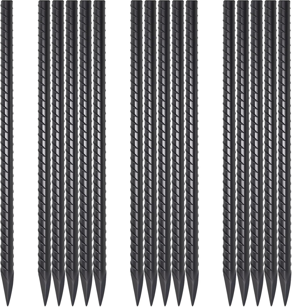 24" Rebar Stakes 1/2" / 1/4" Diameter | Heavy Duty Ground Spikes for Concrete Forms & Landscape Timber