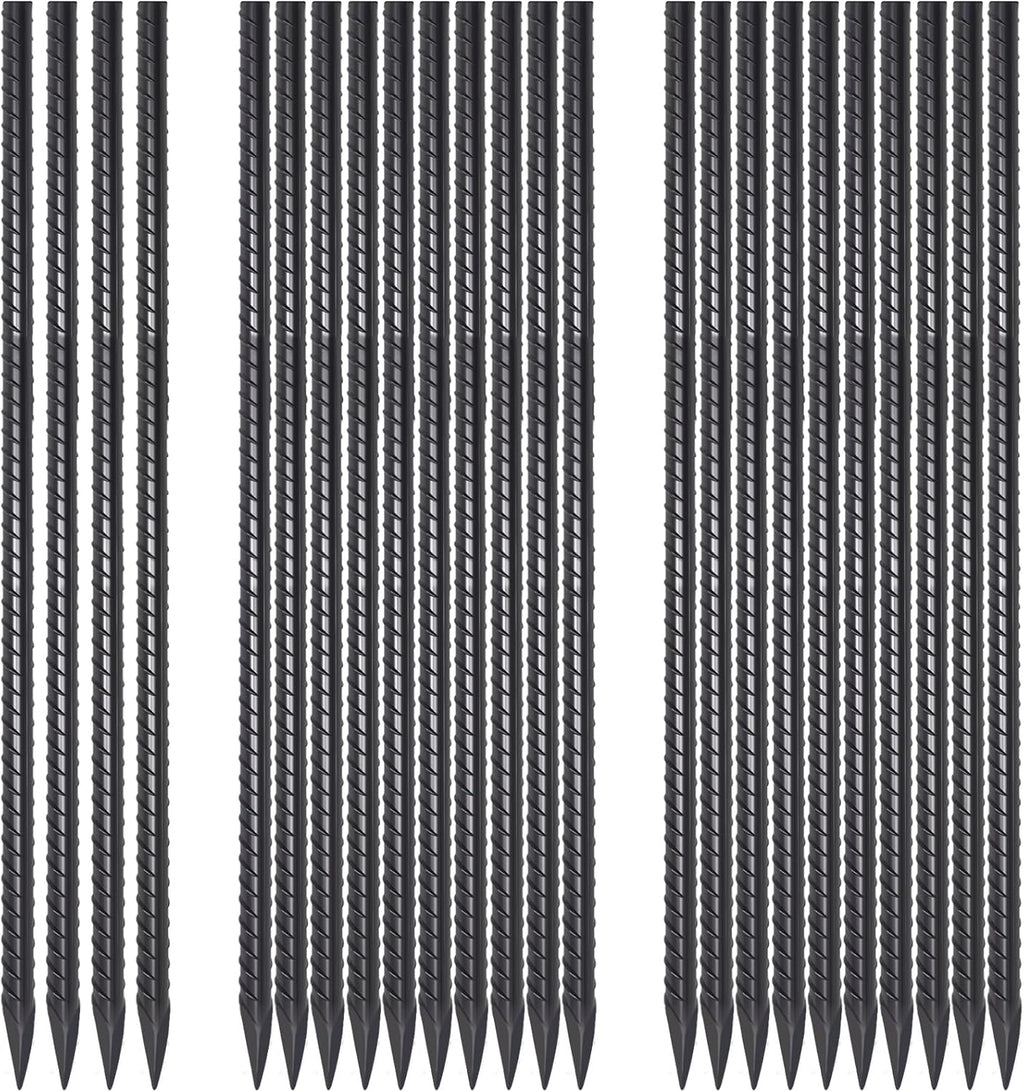 24" Rebar Stakes 1/2" / 1/4" Diameter | Heavy Duty Ground Spikes for Concrete Forms & Landscape Timber