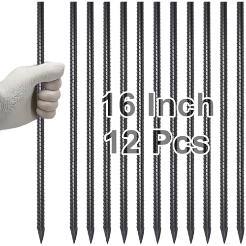 VVOKGO 16 Inch Rebar Stakes - 5/16" Heavy Duty Straight Steel Spikes