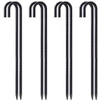 VVOKGO Rebar Stakes 24 Inch J Hook Heavy Duty Ground Anchors, 3/8 Inch Diameter Metal Steel Extra Long Fence Stakes with Chisel Point End for Greenhouse, Gazebo, Carport, Camping Tents, Black