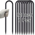 VVOKGO Trampoline Stakes 12 Inches Anchors High Wind Heavy Duty, 8-Pack U Shaped Tie Down