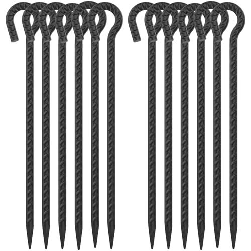 Heavy Duty Garden Stakes with Loop - Create Decorative Rope Borders for Flower Beds & Paths (6-Pack, 1/2" Black)