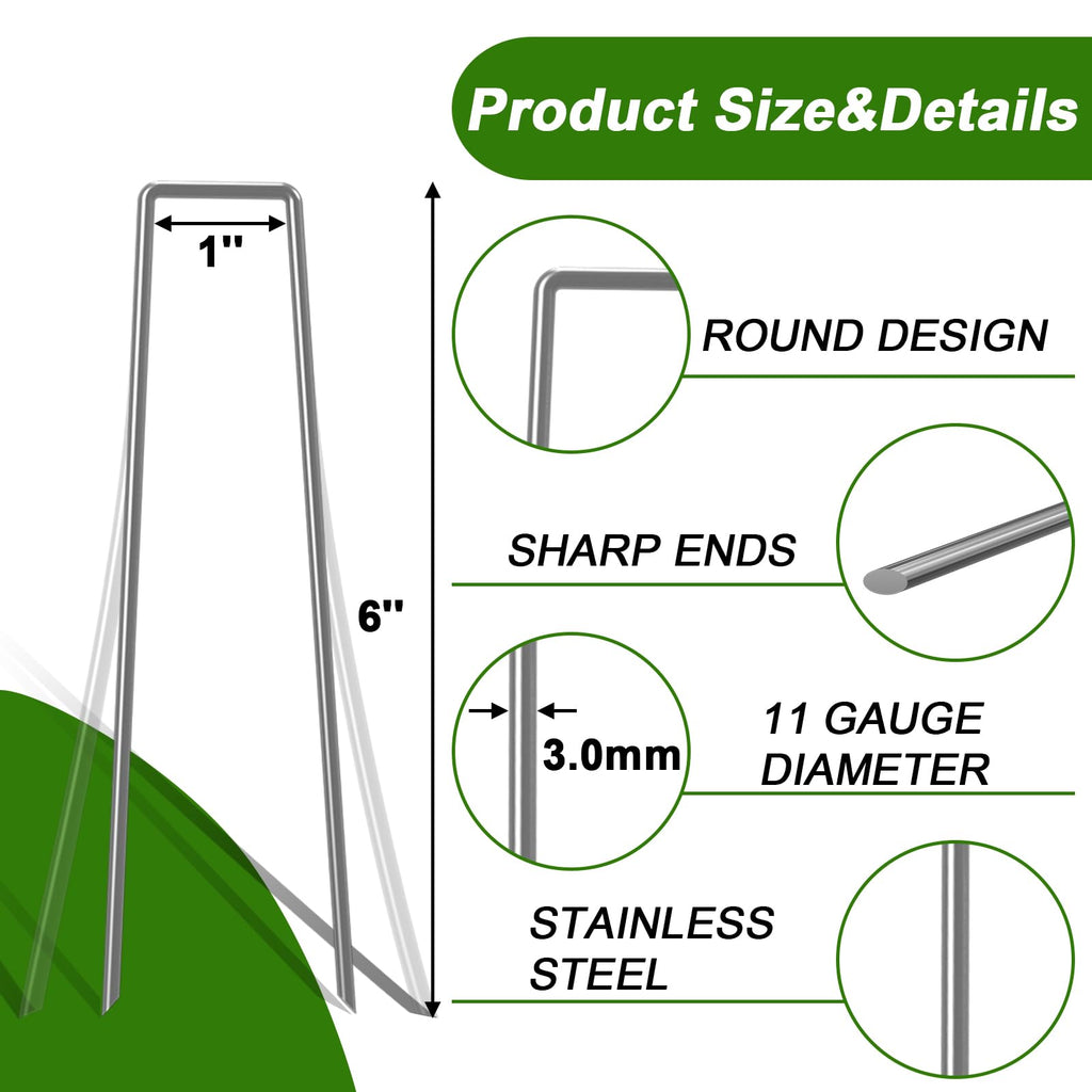 AAGUT 6-Inch Hot-Dip Galvanized Heavy-Duty Landscape Staples