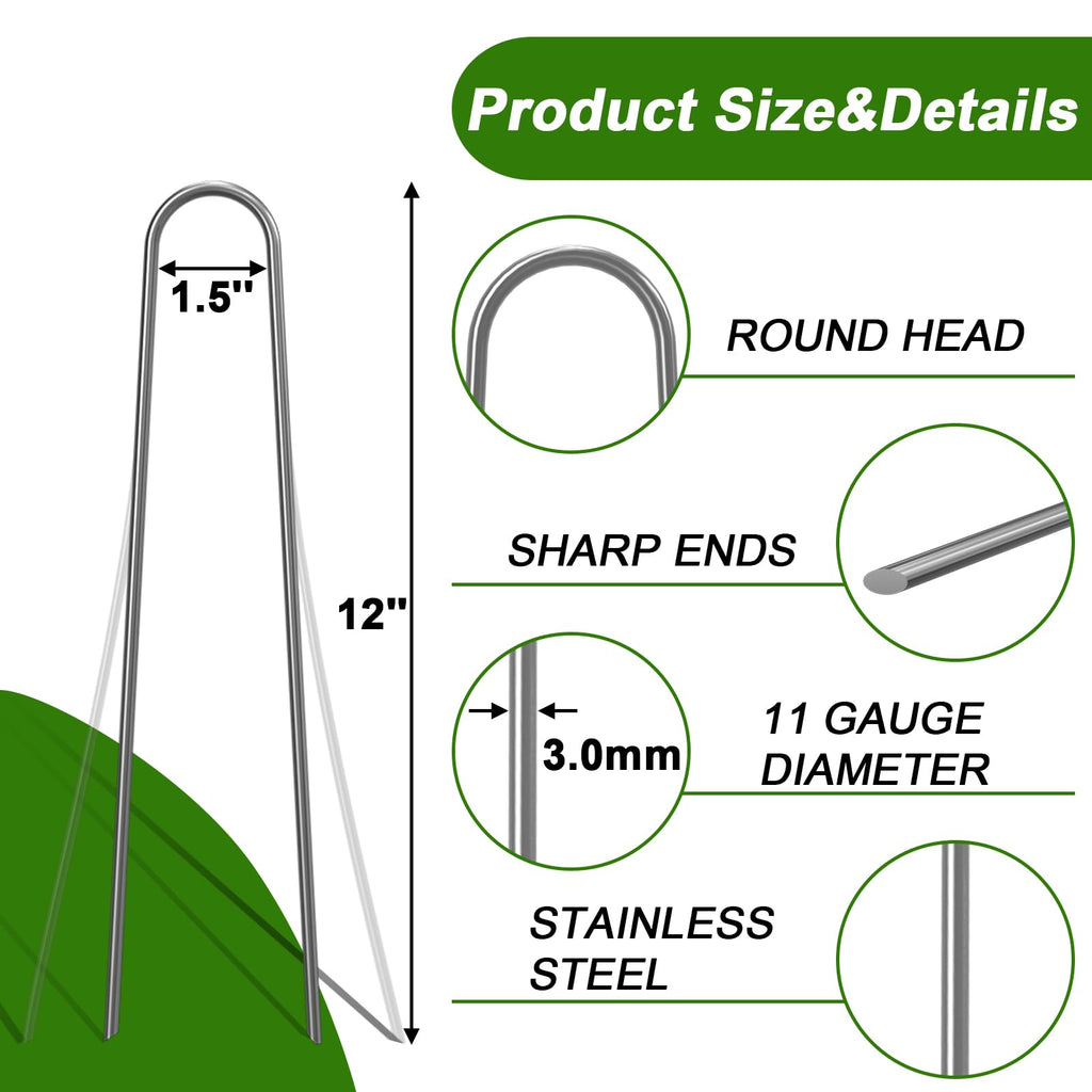 AAGUT 12-Inch Round Top Galvanized Garden Stake for Drip Irrigation