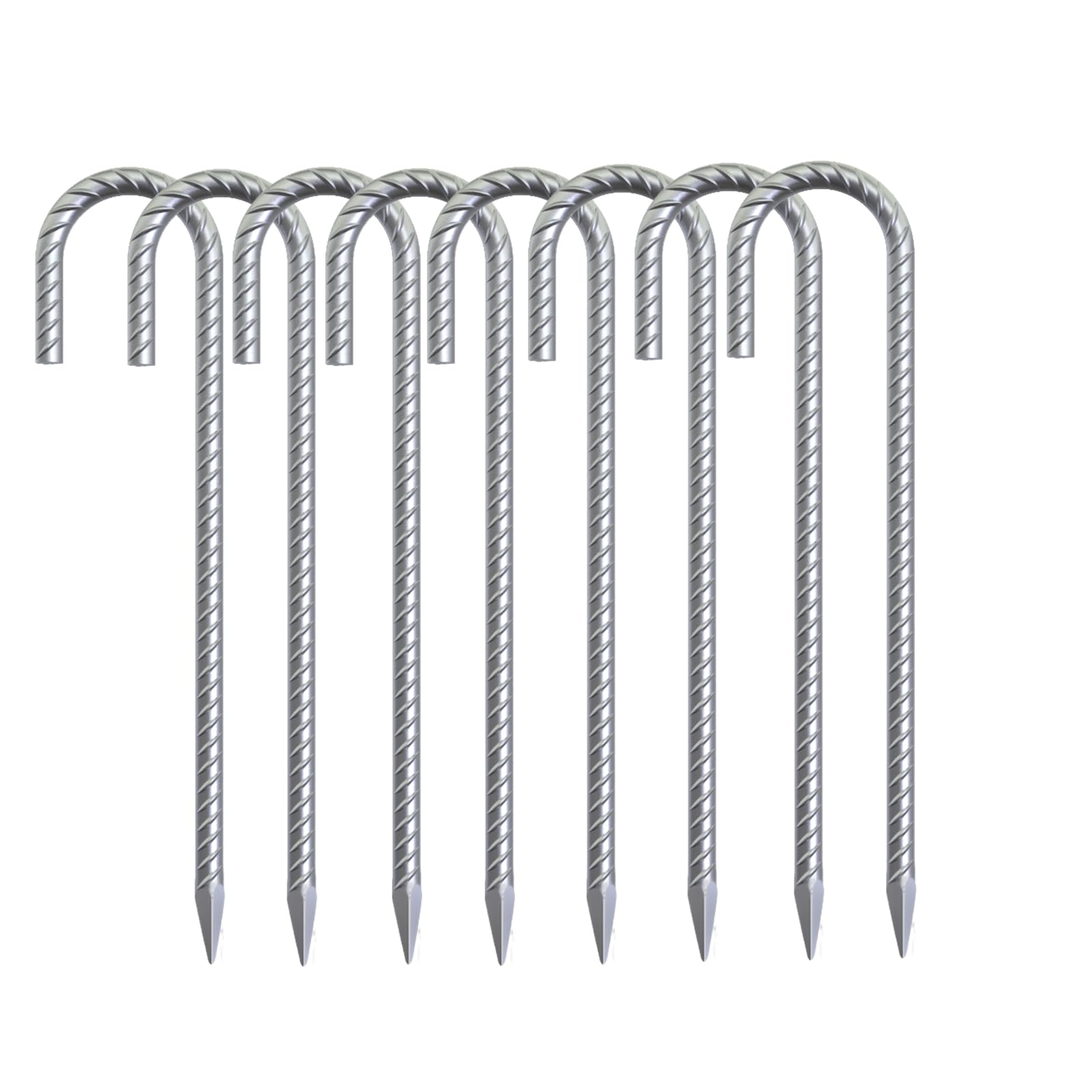 28 Pack 16" Galvanized Rebar Stakes Heavy Duty J Hook Ground Anchors, Curved Steel Tent Stakes Anti Rust Steel Ground Stakes