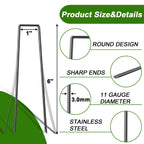 AAGUT 6-Inch Garden Stakes - 50 Pack | 11-Gauge Galvanized U-Shaped Pins for Landscape Fabric, Irrigation & Fencing