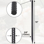 16" Heavy Duty Rebar Stakes 20-Pack | 1/2" / 3/8"Diameter Steel Ground Stakes with Chisel Point | for Concrete Forms, Landscape Timbers & Fencing