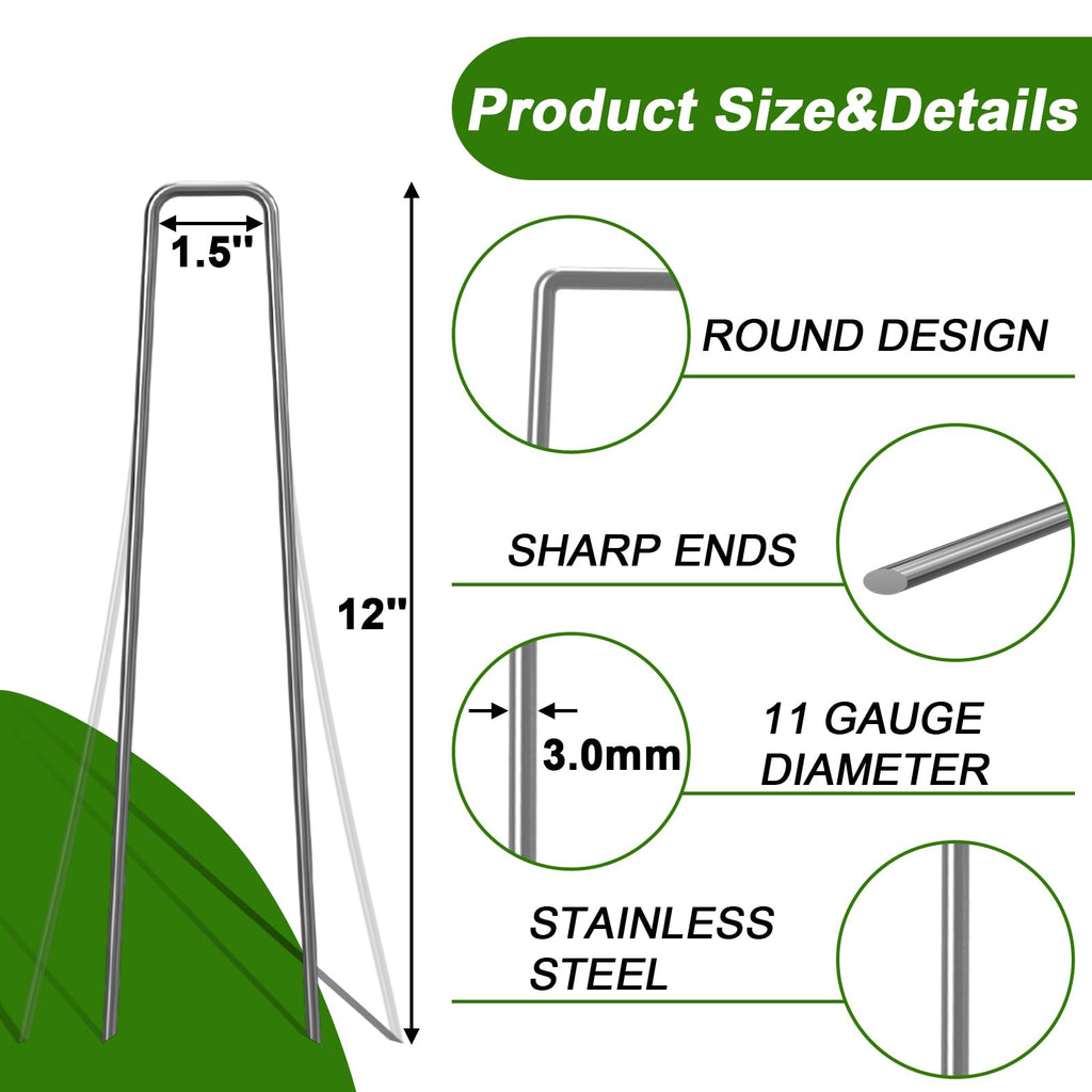 AAGUT 12-Inch 11-Gauge (3mm) All-Purpose Galvanized Landscape Staple