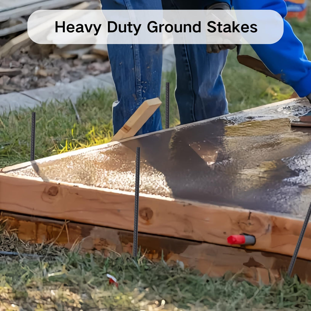 24" Rebar Stakes 1/2" / 1/4" Diameter | Heavy Duty Ground Spikes for Concrete Forms & Landscape Timber