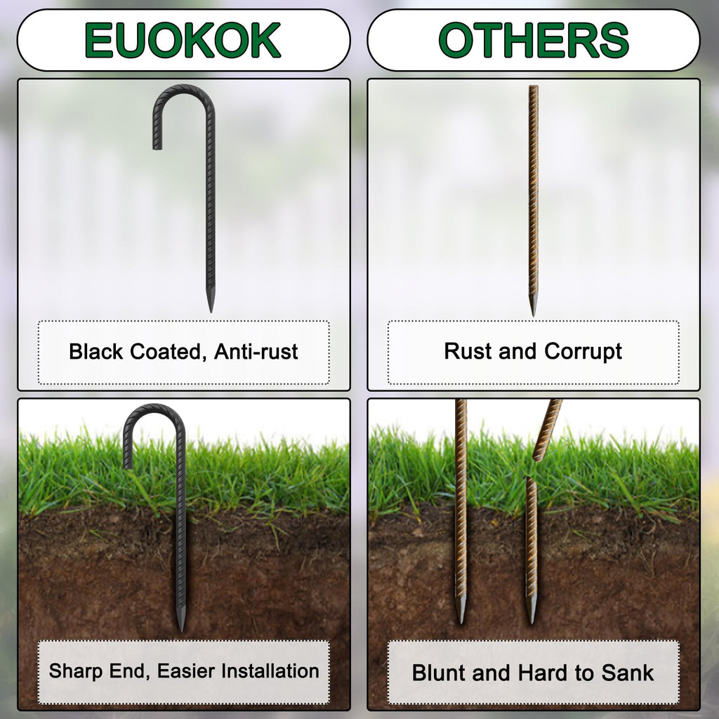 Maximum Security Ground Anchors:  16" J-Hook Rebar Stakes for Unshakable Fence, Canopy & Trampoline Setup