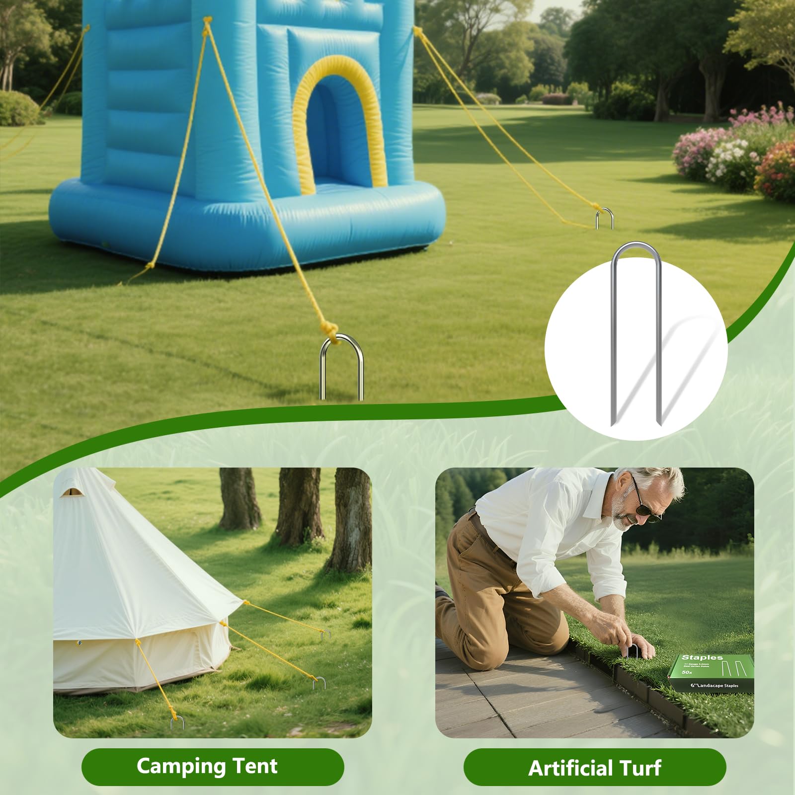 AAGUT 6-Inch Round Top Galvanized Garden Stake for Drip Hoses