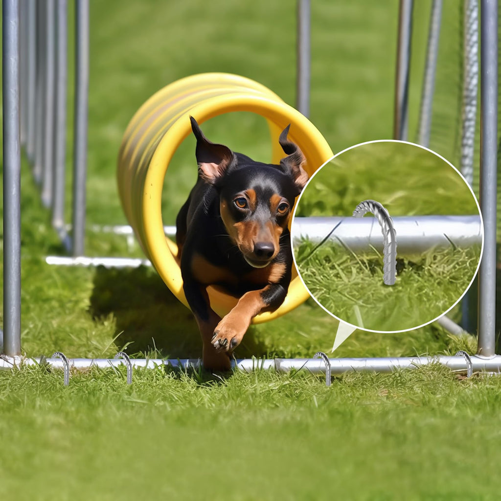 AAGUT 12-Inch J-Hook Rebar Stake, 3/8" Galvanized Heavy-Duty Ground Anchor