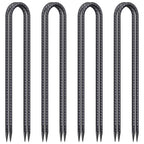 U-Shaped Trampoline Anchors, Heavy Duty Wind Stakes, 8-Pack (Black)