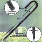 VVOKGO Rebar Stakes 12 Inches J Hook Heavy Duty Chain Link Fence Stakes, Metal Long Tent Spikes Ground Anchors for Wire Fencing, Dogs Digging, Camping Tents, Swings, Greenhouse, Black