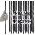AAGUT 16-Inch 3/8" Straight Rebar Stakes | Heavy-Duty Black Coated Ground Spikes