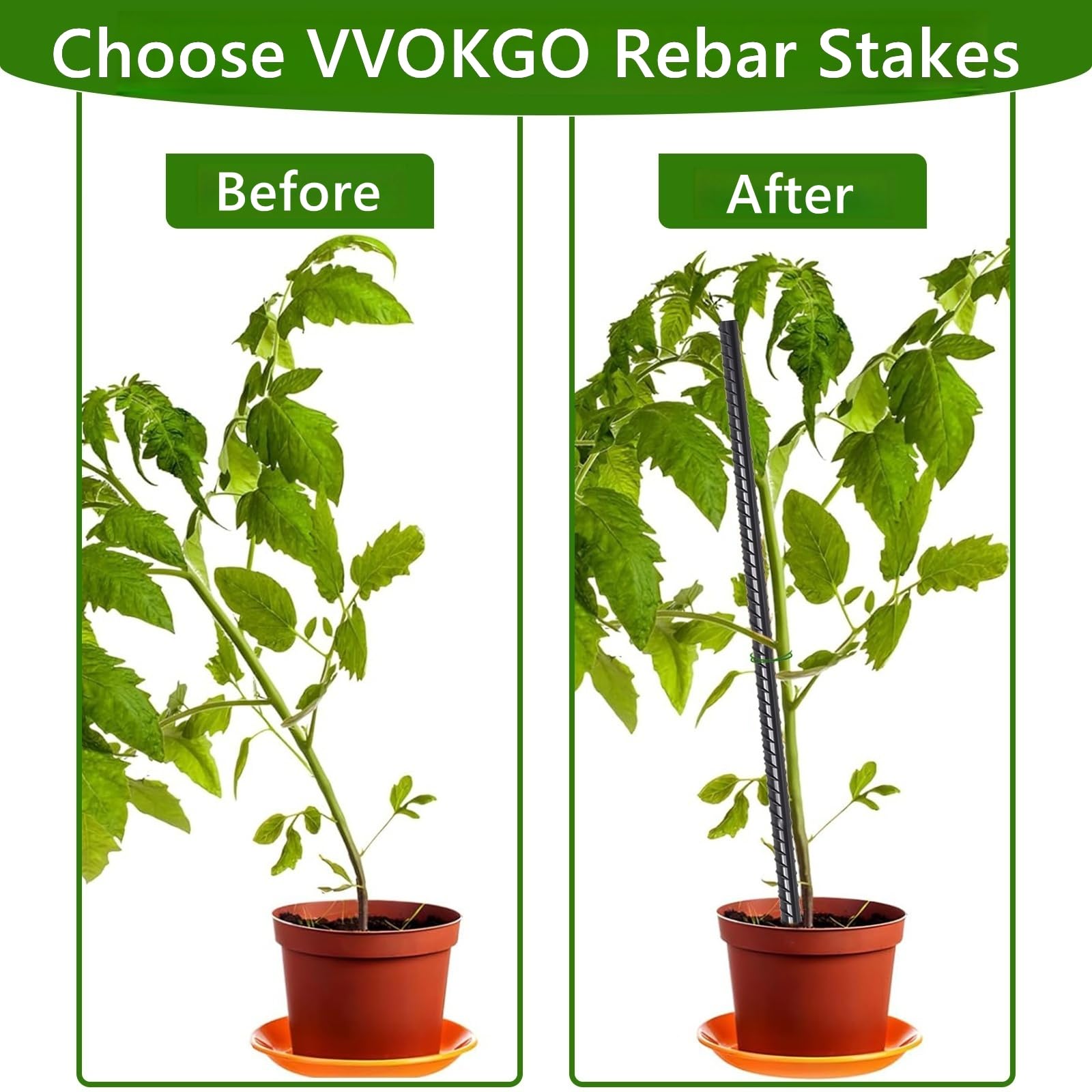 VVOKGO 16 Inch Rebar Stakes - 5/16" Heavy Duty Straight Steel Spikes