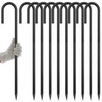 AAGUT 24-Inch Extra-Long Heavy-Duty J-Hook Rebar Stake with Black Coating