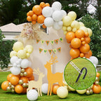 Securing wedding board with black J-hook rebar stakes in outdoor setting