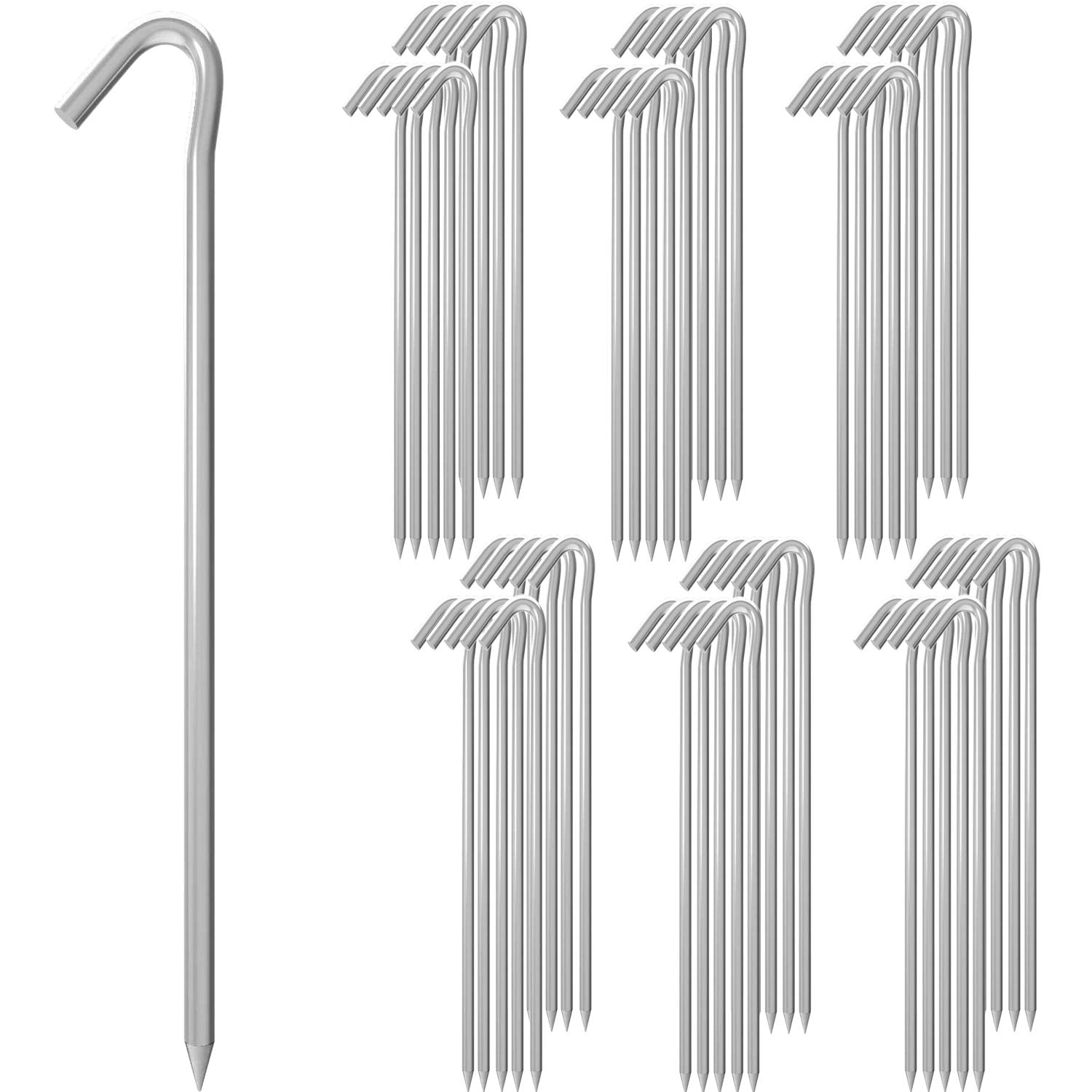 metal stakes for tents MySit 9" Tent Stakes, Metal Inflatables Stakes 60 Pack, Heavy Duty Galvanized Tent Stakes Metal, Tent Pegs Ground Trap Camping Stakes for