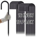 AAGUT 16-Inch Heavy-Duty J-Hook Rebar Stake with Black Powder Coating