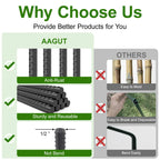 AAGUT 16-Inch Heavy-Duty Straight Rebar Stake with Black Coating