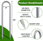 16" Heavy-Duty U-Shaped Trampoline Anchor Kit - 8 Pack | Black Coated for Superior Wind Resistance & Safety