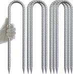 16" Heavy-Duty U-Shaped Trampoline Anchor Kit - 8 Pack | Black Coated for Superior Wind Resistance & Safety