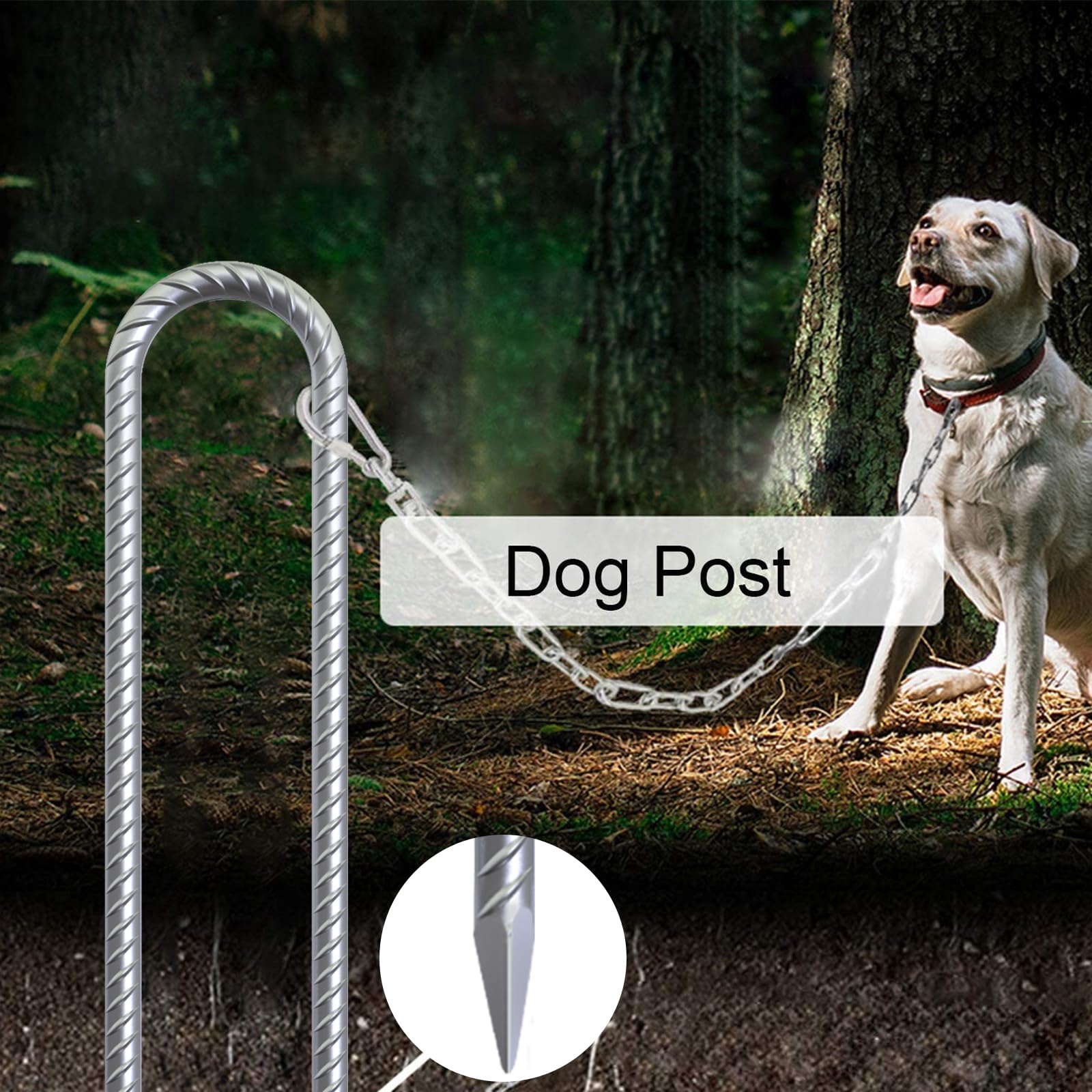 AAGUT 12-Inch Galvanized U-Shaped Trampoline Anchor Stakes - 6 Pack Kit