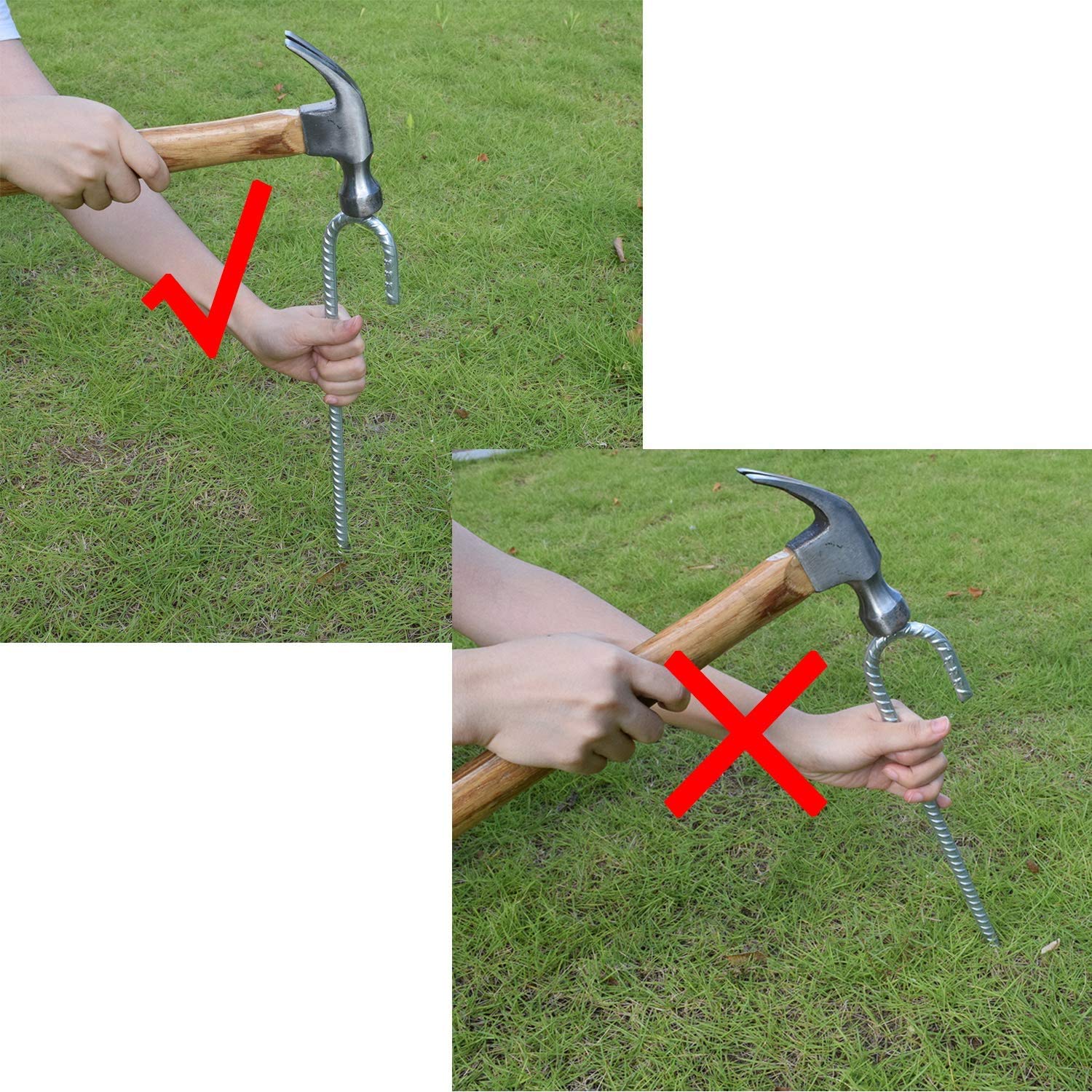 AAGUT 12-Inch J-Hook Rebar Stake, 3/8" Galvanized Heavy-Duty Ground Anchor