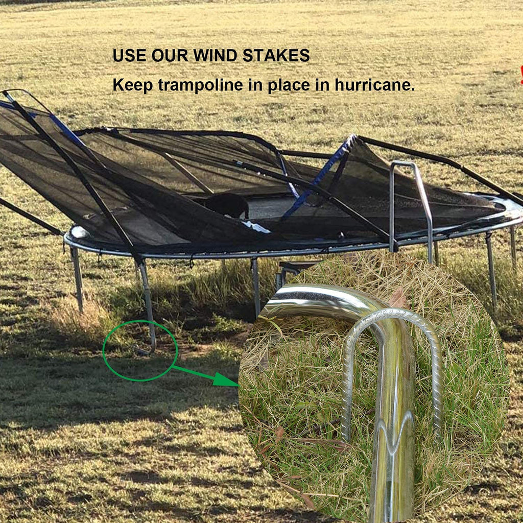 AAGUT 12-Inch Galvanized U-Shaped Trampoline Anchor Stakes - 6 Pack Kit