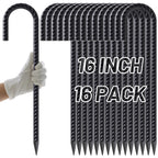 AAGUT 16-Inch Heavy-Duty J-Hook Rebar Stakes with 1/2-Inch Diameter - 16 Pack