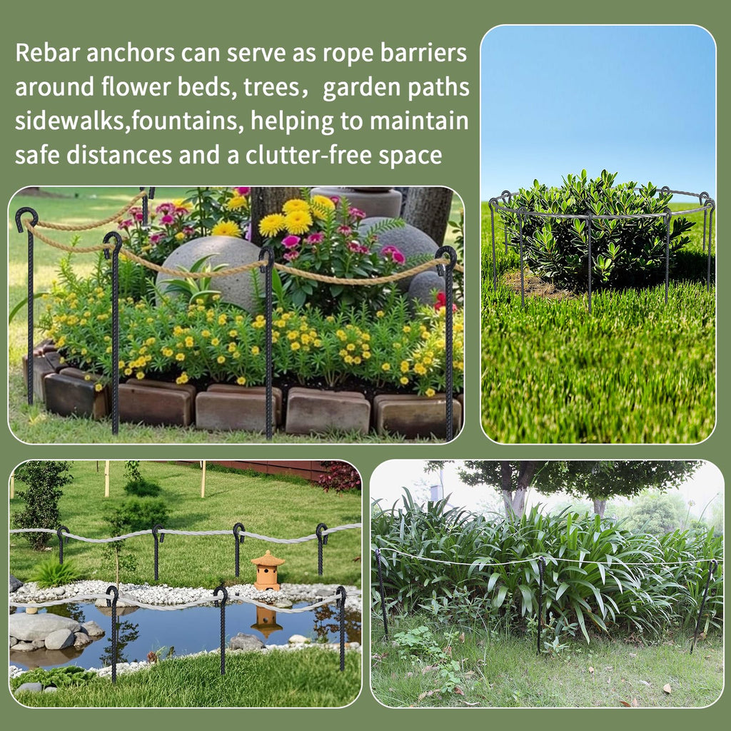 Rebar loop stake supporting young tree