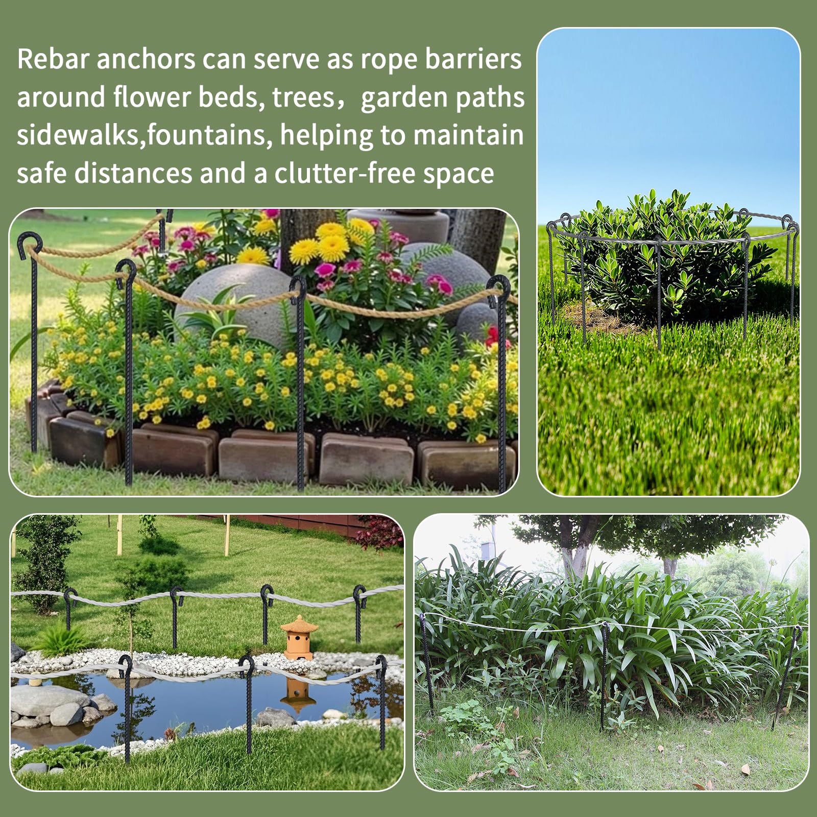 Rebar loop stake supporting young tree