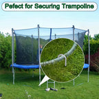 J-hook stake securing a bounce house in grass