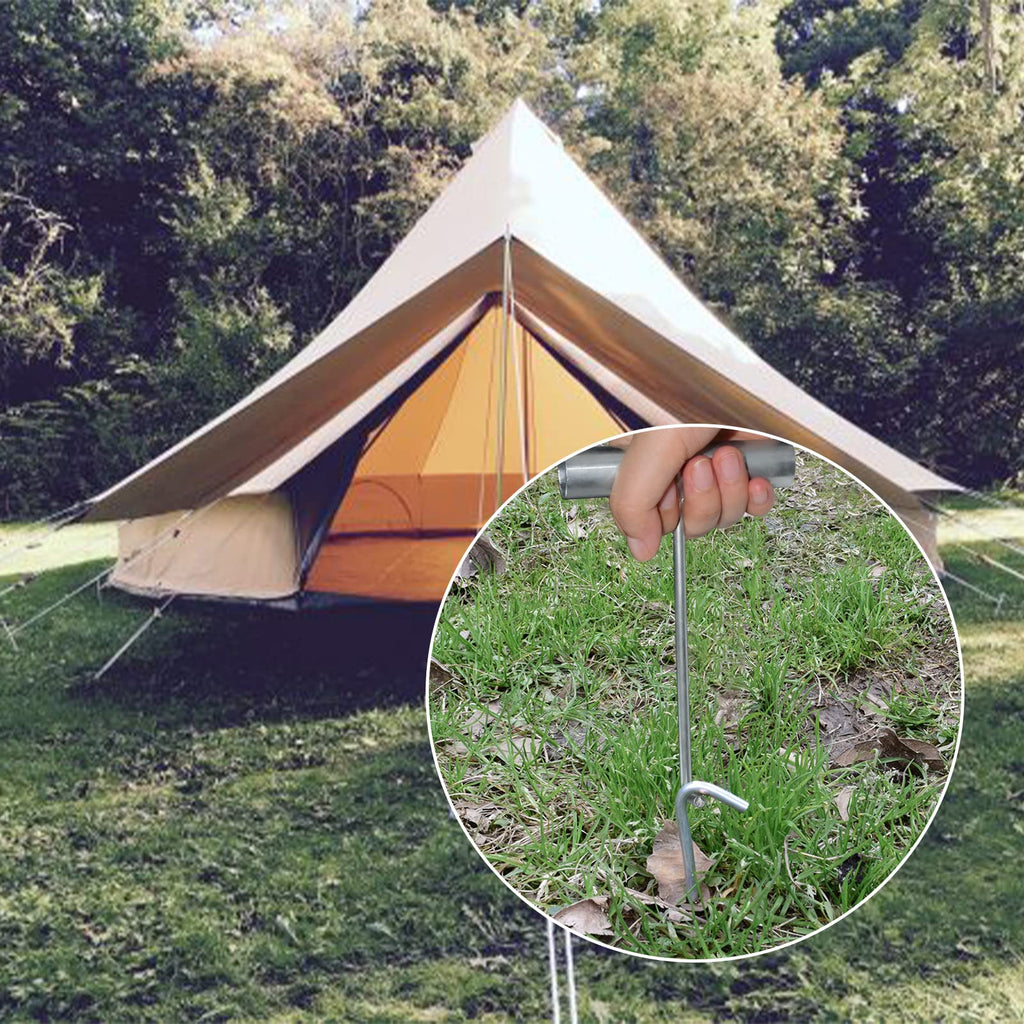 AAGUT 9-Inch Heavy-Duty Galvanized Tent Stake with T-Hook