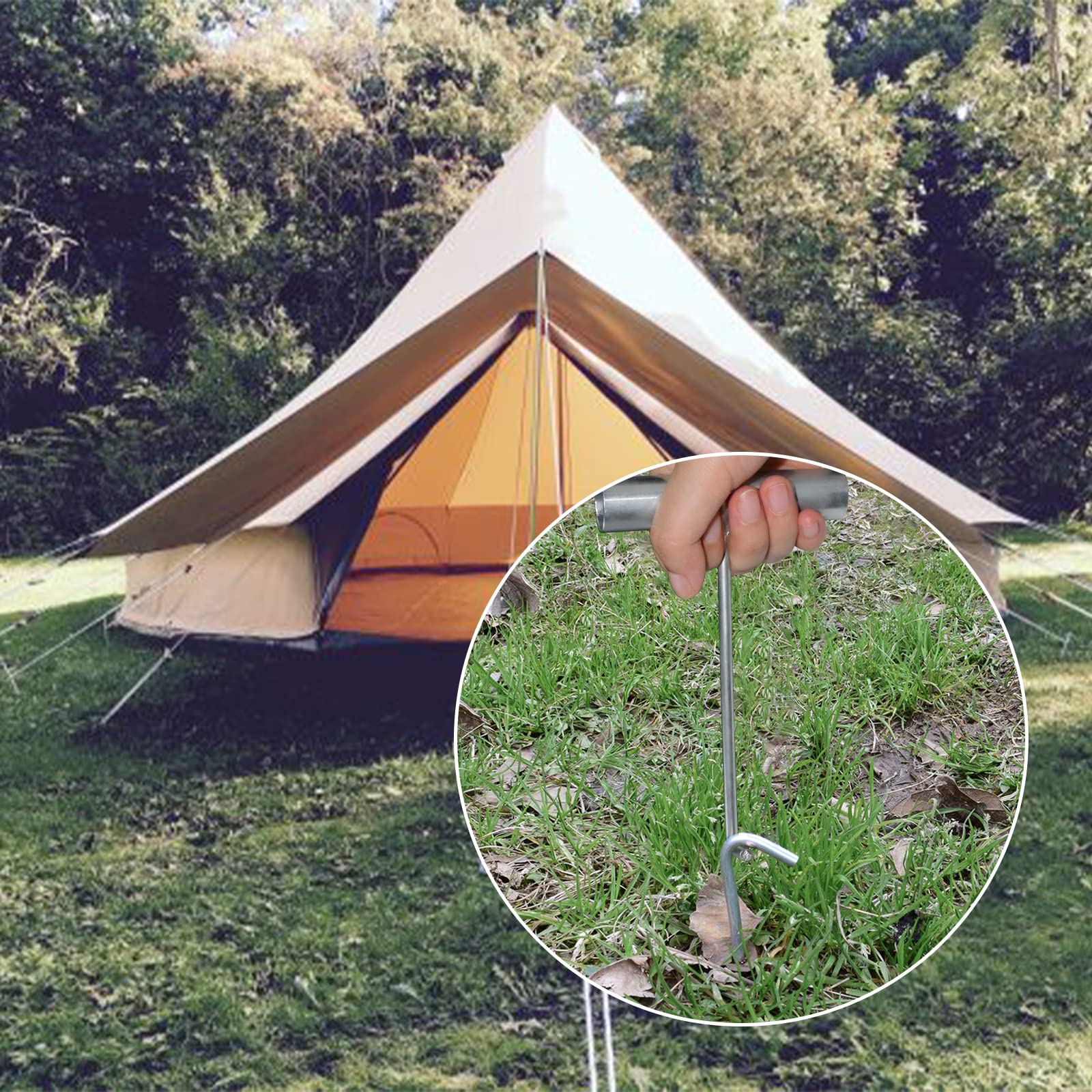 AAGUT 9-Inch Heavy-Duty Galvanized Steel Tent Stake