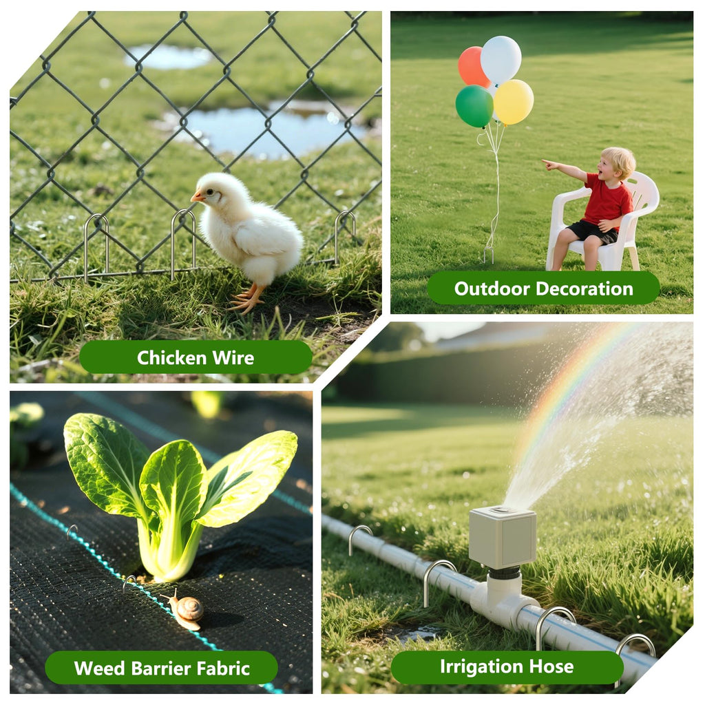 AAGUT 6-Inch Round Top Galvanized Garden Stake for Drip Hoses