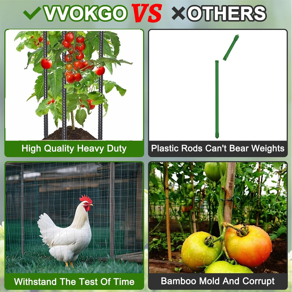 VVOKGO Rebar Stakes 48 Inch Concrete Form Stakes Heavy Duty Straight Ground