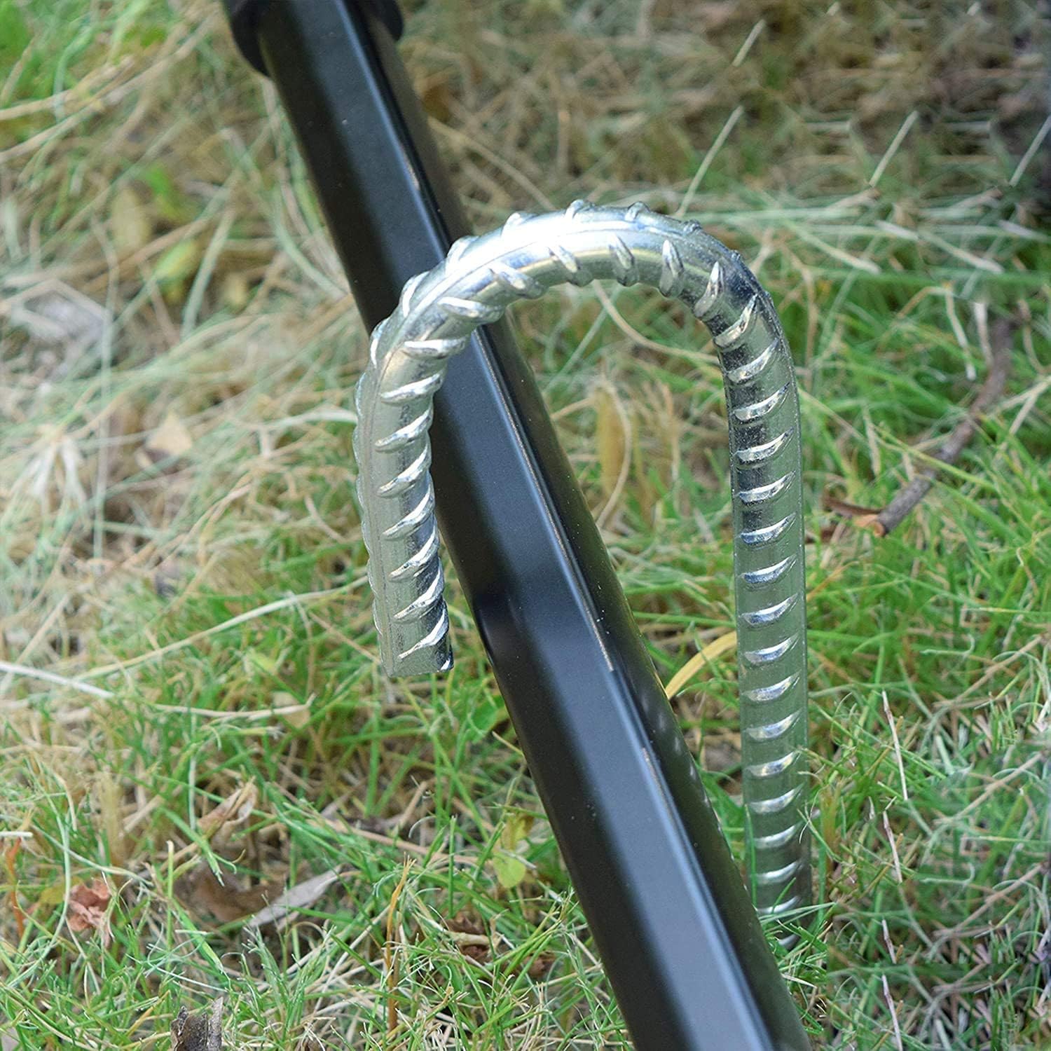 28 Pack 16" Galvanized Rebar Stakes Heavy Duty J Hook Ground Anchors, Curved Steel Tent Stakes Anti Rust Steel Ground Stakes