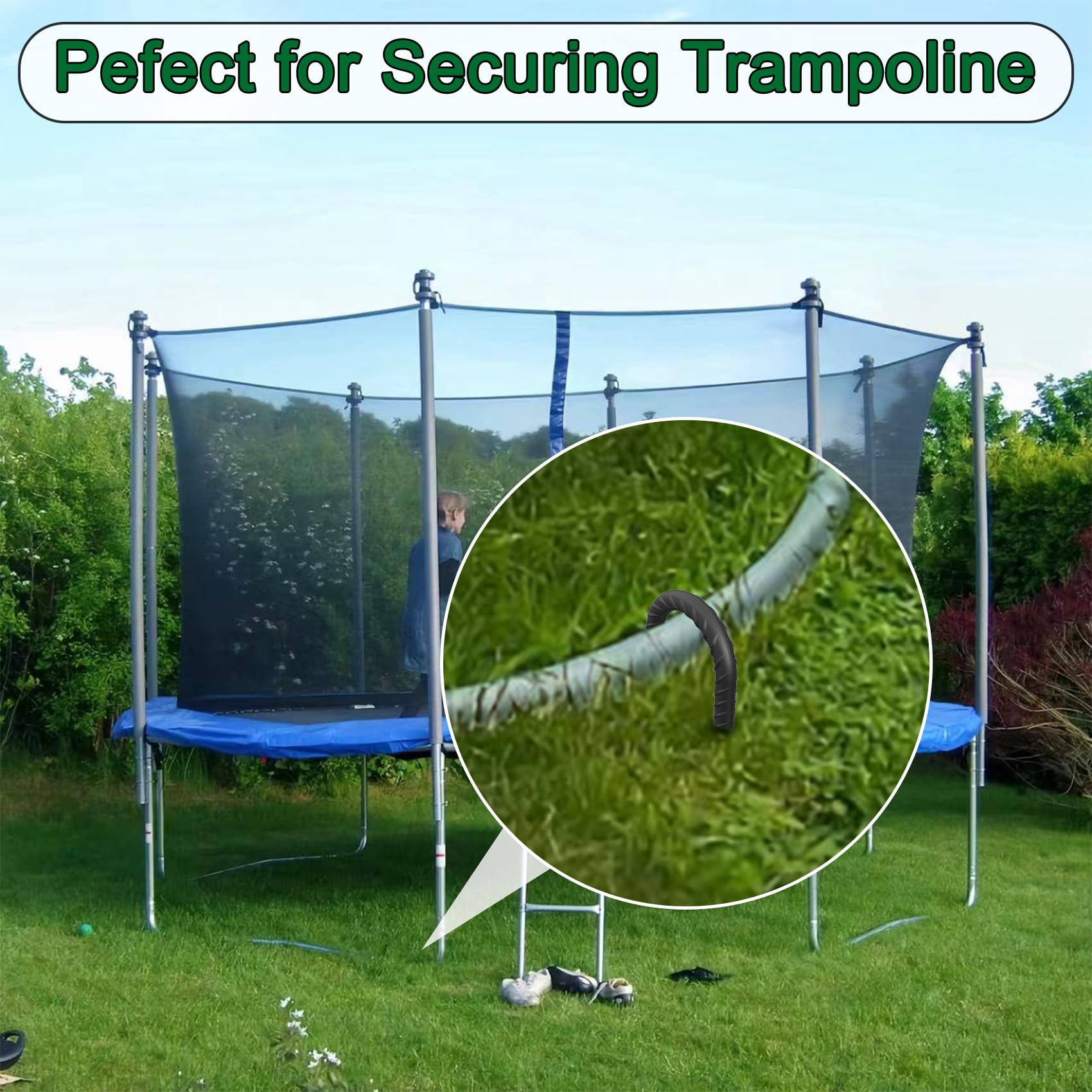 Maximum Security Ground Anchors:  16" J-Hook Rebar Stakes for Unshakable Fence, Canopy & Trampoline Setup