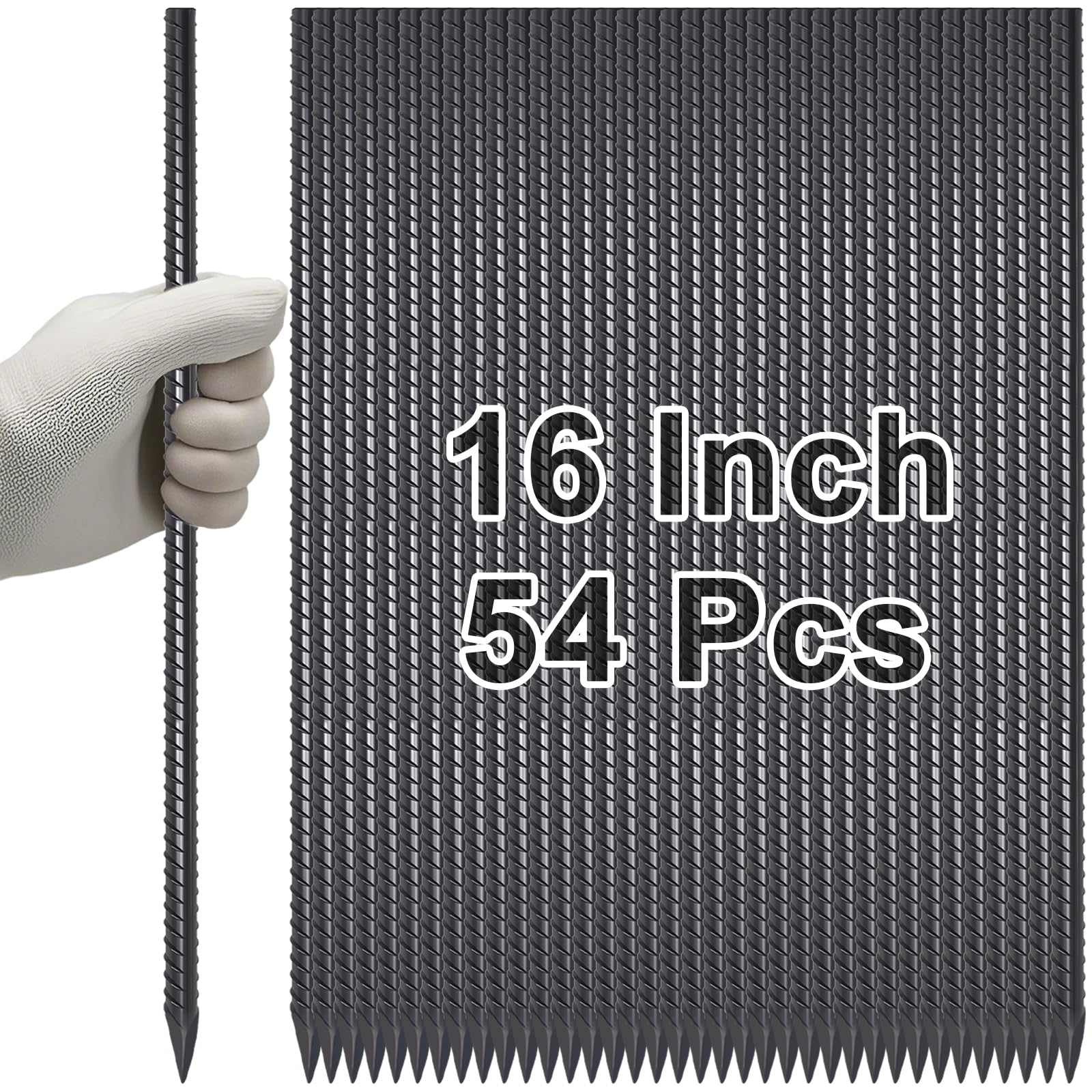 VVOKGO 16 Inch Rebar Stakes - 5/16" Heavy Duty Straight Steel Spikes with Chisel Point for Fence, Concrete Timber & Garden
