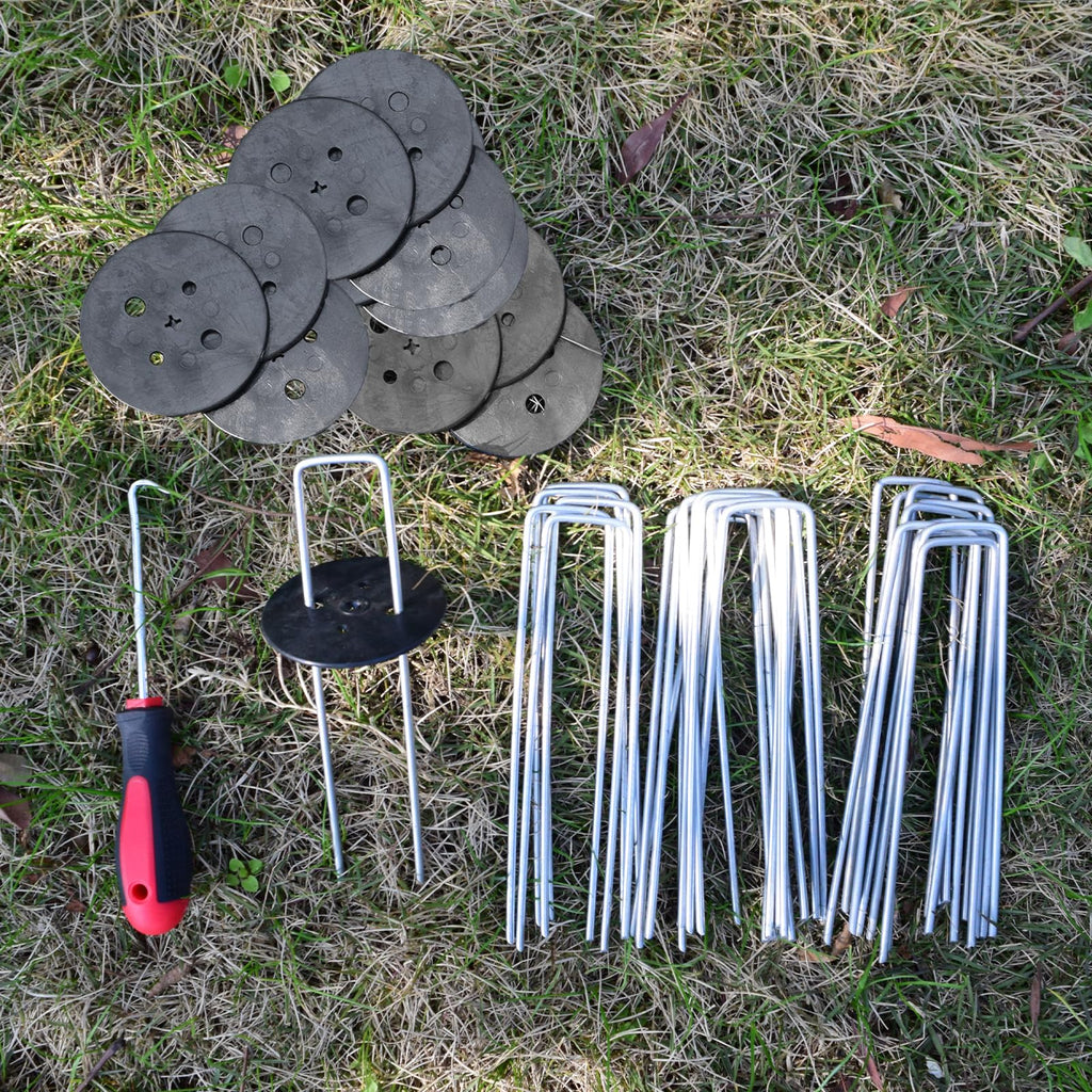 6 Inch Galvanized Landscape Pins - Heavy Duty U-Shaped Turf Nails for Securing Sod Fabric & Decorations