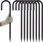 16" J Hook Rebar Stakes, 3/8"  Ground Anchors for Outdoor Decoration, Wire Fencing, Gardening