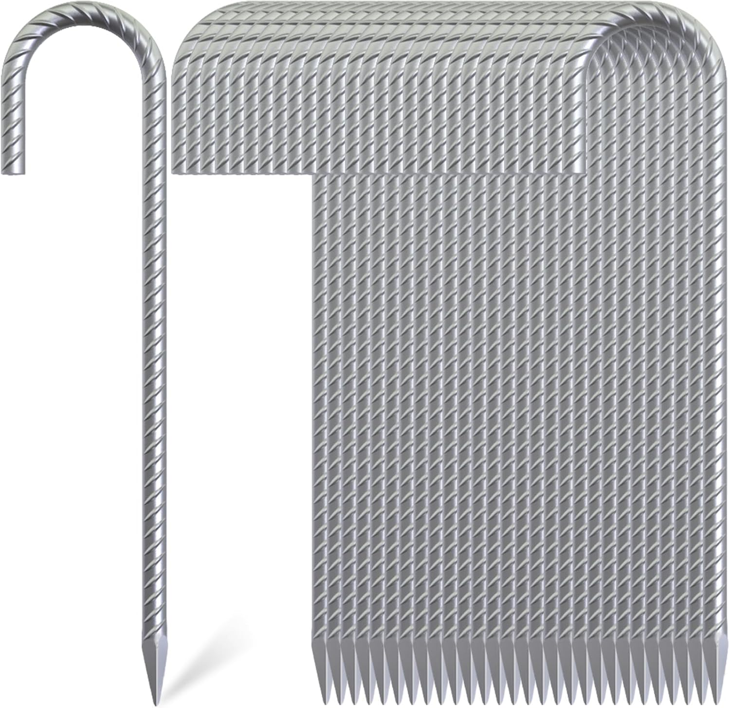 12" J Hook Rebar Stakes, 5/16"  Ground Anchors for Outdoor Decoration, Wire Fencing, Gardening