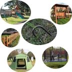 Galvanized rebar ground stakes in multiple outdoor applications: securing trampolines, tents, swings, and backyard furniture