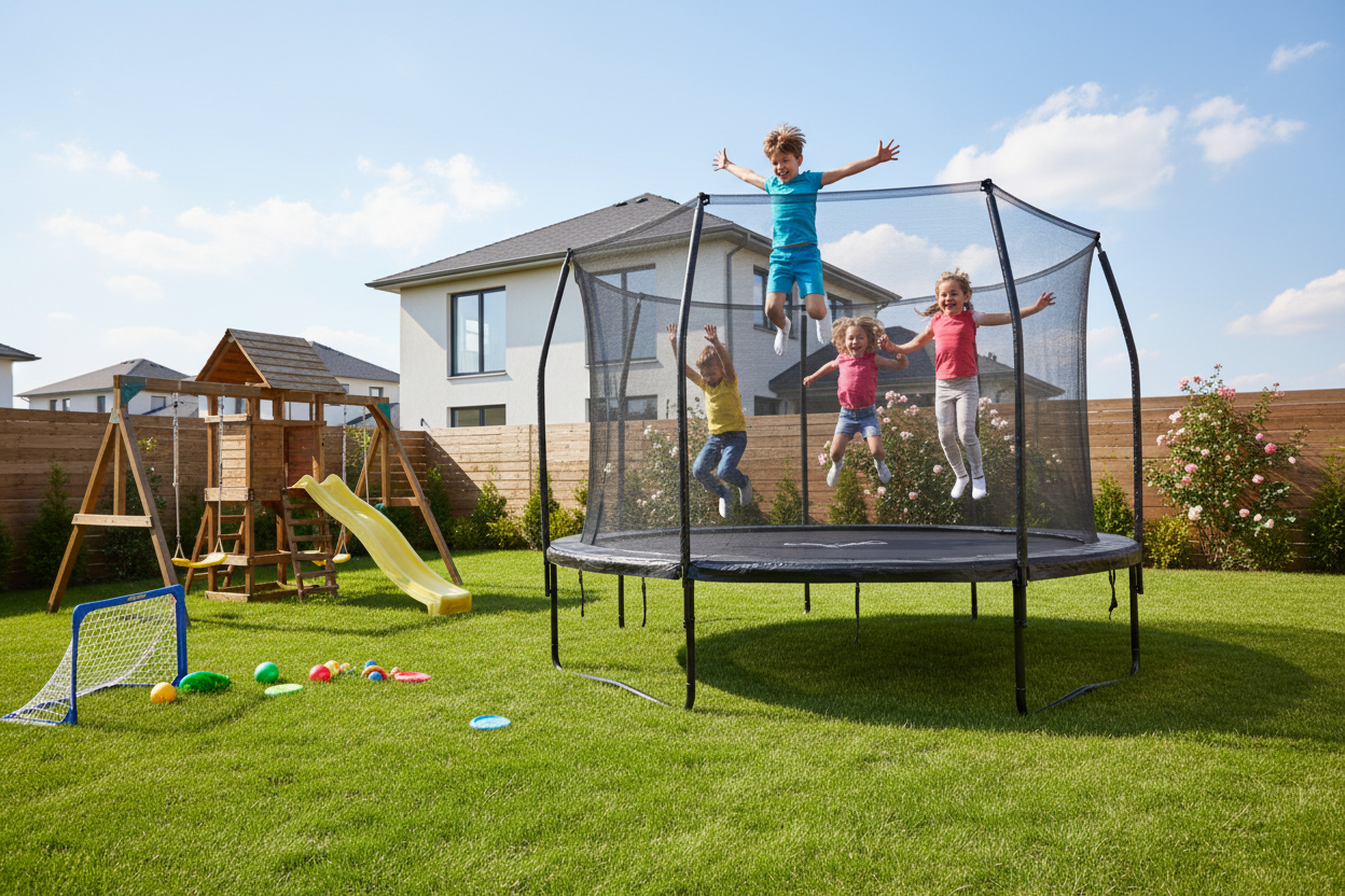 根据trampolines&play系列产品 生成 相关场景图